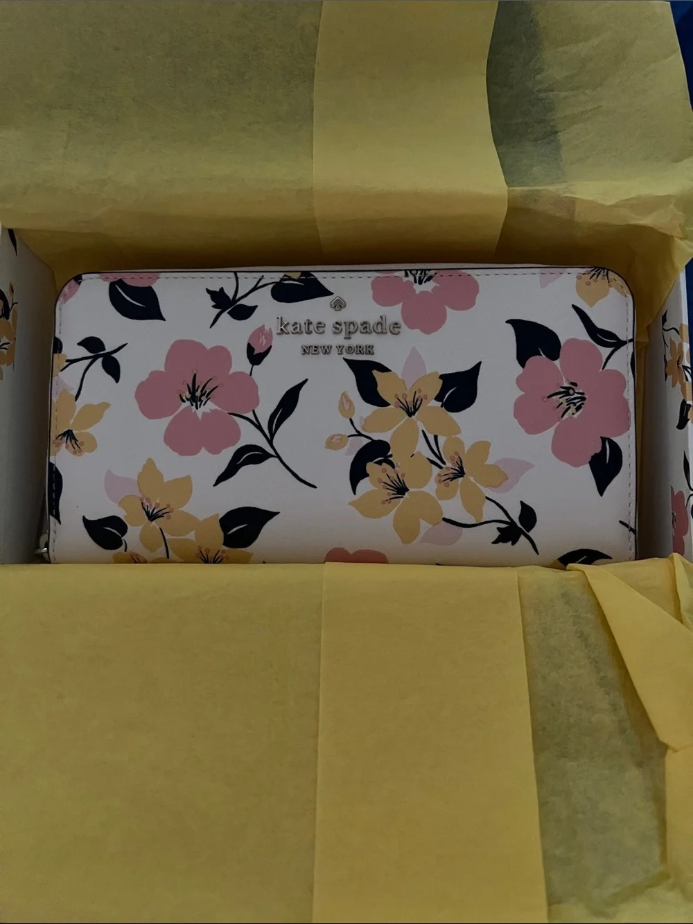 kate spade floral box - cream, pink & yellow design